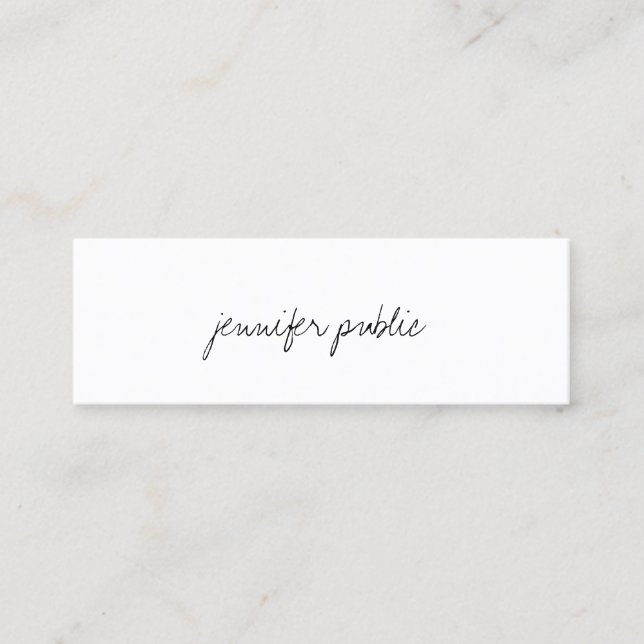 Modern Elegant Hand Script Simple Template Pretty Mini Business Card (Front)