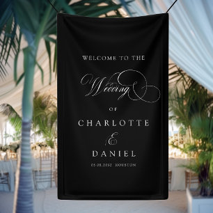 Modern, elegant, handwriting font, black wedding banner