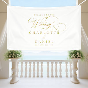 Modern, elegant, handwriting font, white wedding banner