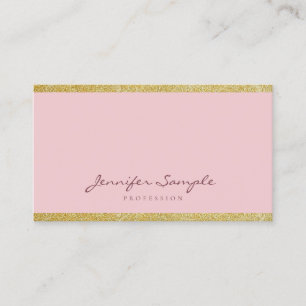 Modern Elegant Handwriting Script Pink Gold Plain Business Card