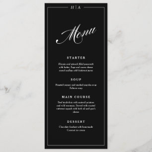 Modern Elegant Handwriting Wedding Dinner Menu