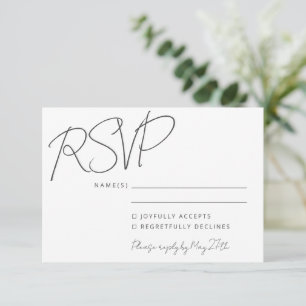 Modern Elegant Handwriting White Chic Wedding RSVP Card