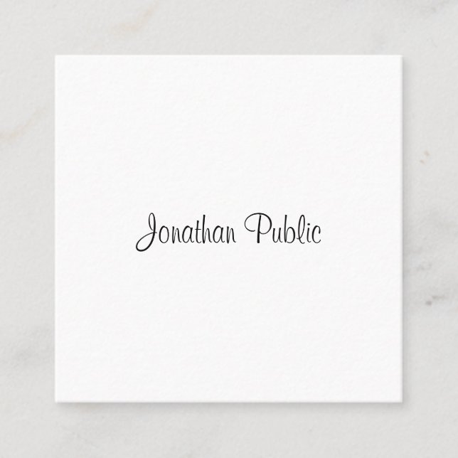 Modern Elegant Handwritten Script Name Template Square Business Card (Front)