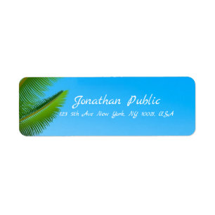 Modern Elegant Handwritten Script Palms Blue Sky