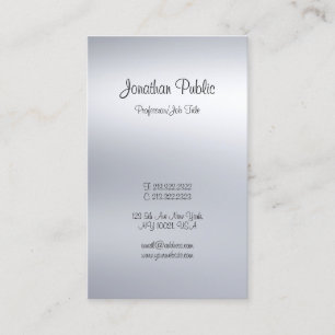 Modern Elegant Handwritten Script Silver Plain Business Card
