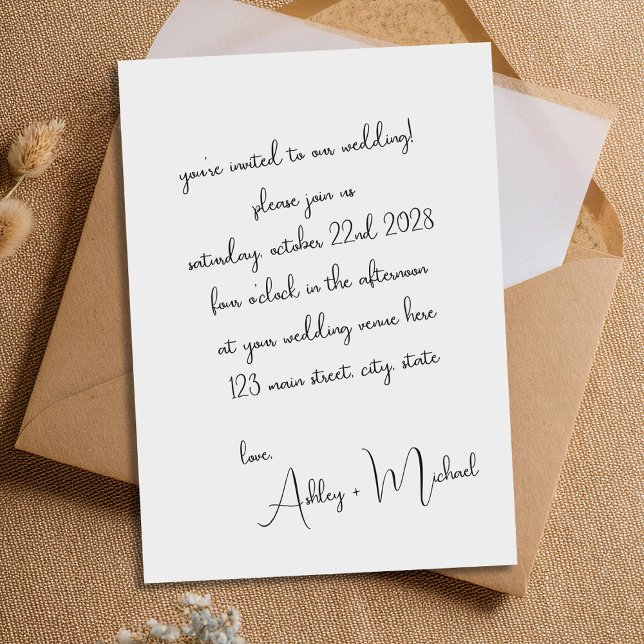 Modern Elegant Handwritten Script Wedding Invitation (Creator Uploaded)