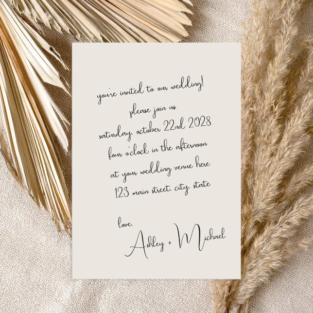 Modern Elegant Handwritten Script Wedding Invitation (Creator Uploaded)