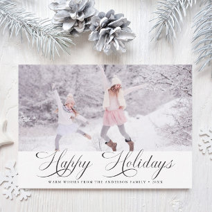 Modern Elegant Happy Holidays Christmas Photo Holiday Card
