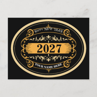 Modern & Elegant Happy New Year 2027 Postcard