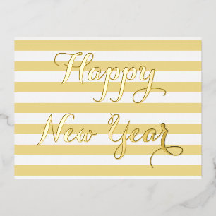Modern Elegant Happy New Year Faux Gold Custom DIY Foil Invitation Postcard