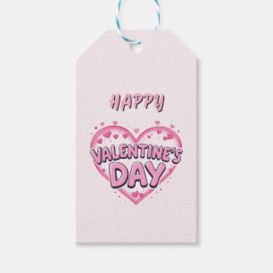 Modern Elegant Happy Valentine's Day Pink Hearts Gift Tags