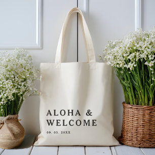 Modern Elegant Hawaii Welcome Wedding Tote Bag