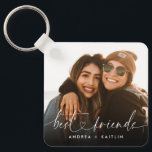 Modern Elegant Heart Script Bestfriends BFF Photo Key Ring<br><div class="desc">Gift your bestfriends something memorable,  unique and beautiful like this photo keepsake keychain with a modern elegant script lettering of "bestfriends" with a cute little heart on the centre. A stylish and chic customised gift for BFFs. (Placement photo by Omar Lopez on Unsplash. Kindly replace it with your own.)</div>