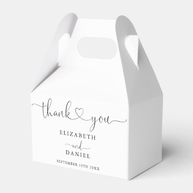Modern Elegant Heart Script Wedding Favour Box (Front Side)