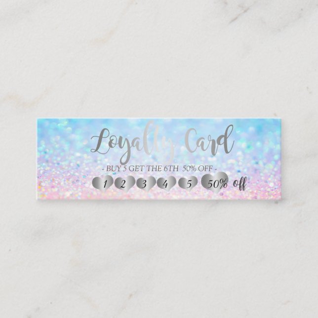 Modern Elegant  Hearts Bokeh Loyalty Card (Front)