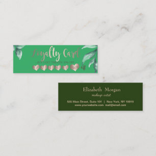 Modern Elegant Hearts,Leaves Mint Green Loyalty Card