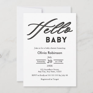 Modern Elegant Hello Baby Minimalist Baby Shower Invitation