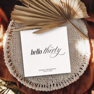 Modern Elegant Hello Thirty 30th Birthday Party Napkin