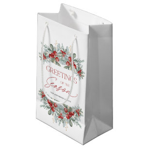 Modern Elegant Holiday Greenery Christmas Small Gift Bag