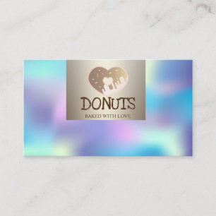 Modern Elegant,Holographic,Doughnuts,Bakery Business Card