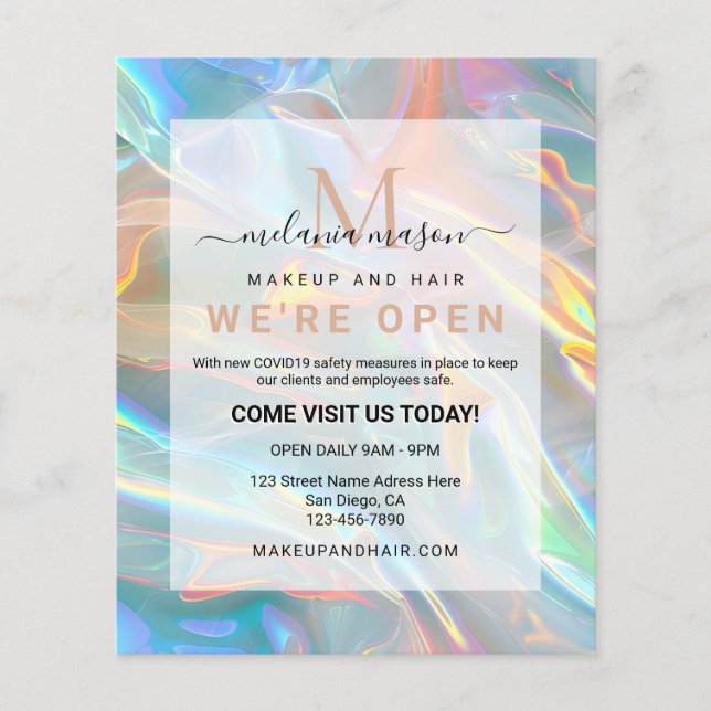 Modern Elegant Holographic Irediscent Flyer (Front)