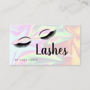 Modern elegant holographic lashes & brows business card