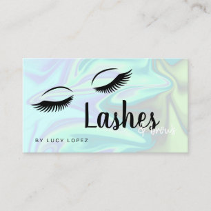 Modern elegant holographic lashes & brows business card
