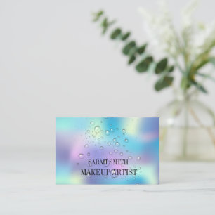 Modern elegant holographic, water drops business c business card