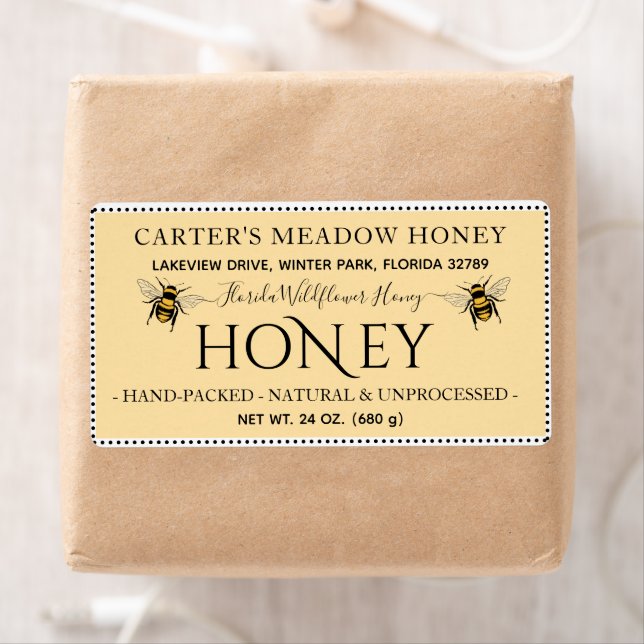 Modern Elegant Honey Custom Shipping Labels (Insitu)