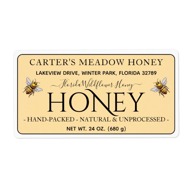Modern Elegant Honey Shipping Labels - Editable (Front)