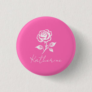 Modern Elegant Hot Pink And Rose Custom Name 3 Cm Round Badge