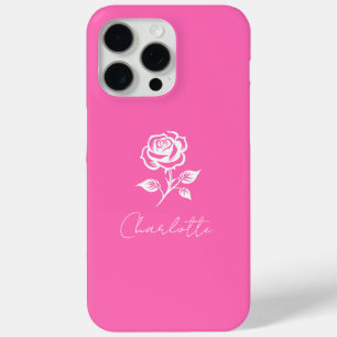 Modern Elegant Hot Pink And Rose Custom Name iPhone 15 Pro Max Case