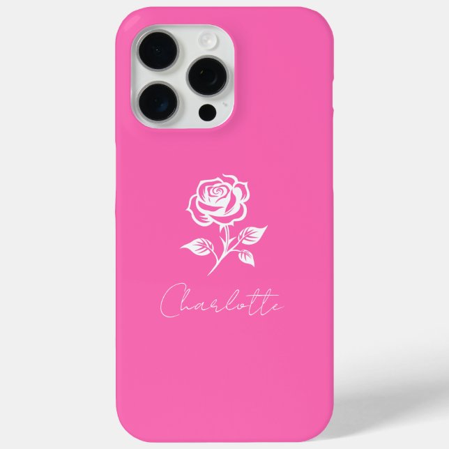 Modern Elegant Hot Pink And Rose Custom Name Case-Mate iPhone Case (Back)