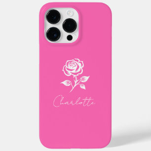 Modern Elegant Hot Pink And Rose Custom Name Case-Mate iPhone 14 Pro Max Case