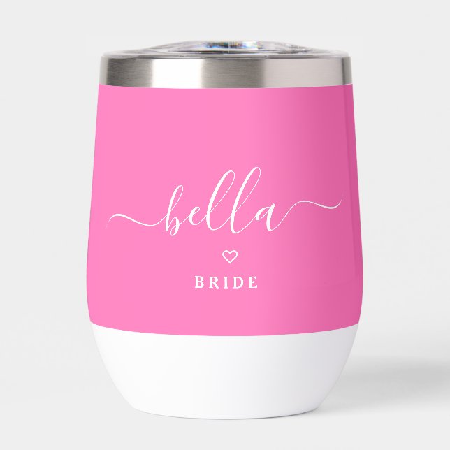 Modern Elegant Hot Pink Bride Custom Name (Front)