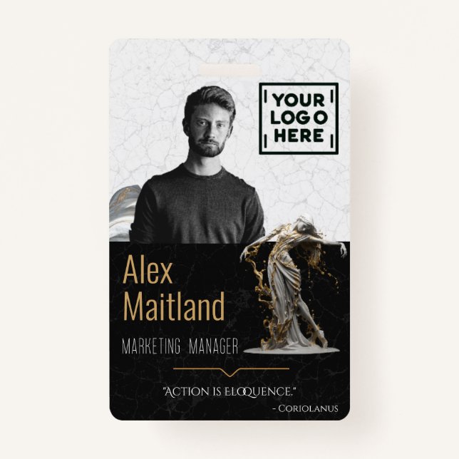 Modern Elegant ID Card Logo Quote ID Badge (Front)