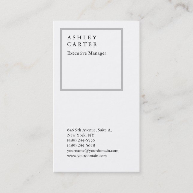 Modern elegant impressive white professional business card (Front)