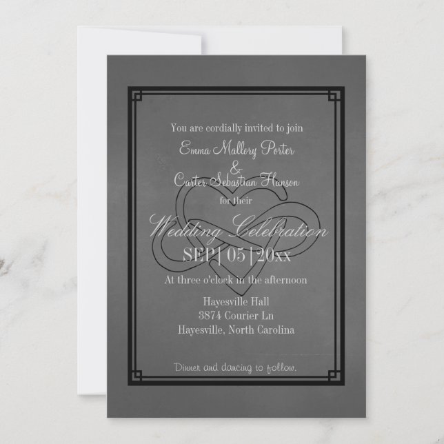 Modern Elegant Infinity Heart Wedding Invitation (Front)