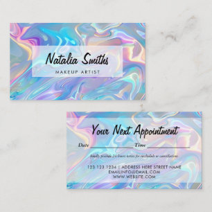 Modern Elegant Irediscent Holographic Appointment Card