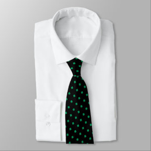 Modern Elegant Irish Shamrock Green Clover Black Tie