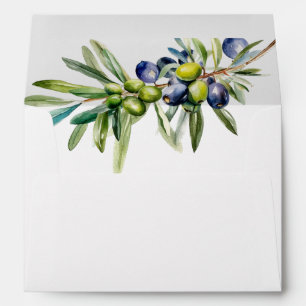 Modern Elegant Italian Olive Branch Wedding Envelope