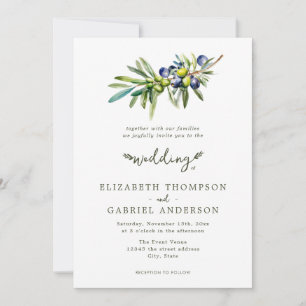 Modern Elegant Italian Olive Branch Wedding Invitation