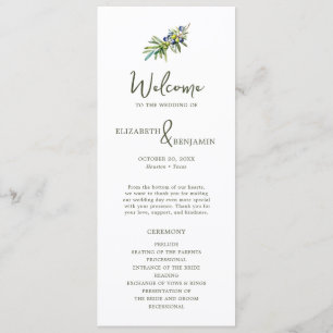 Modern Elegant Italian Olive Branch Wedding Programme