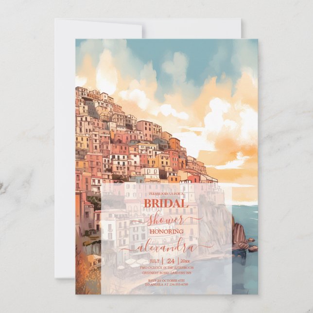 Modern Elegant Italy Destination Bridal Shower Invitation (Front)