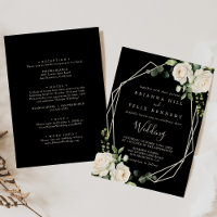 Modern Elegant Ivory Floral Front & Back Wedding
