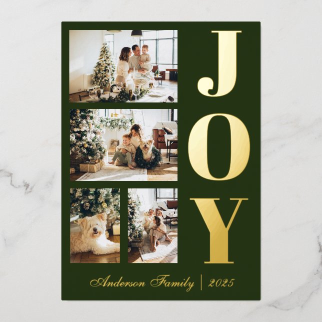 Modern Elegant Joy Christmas Four Photo Script (Front)