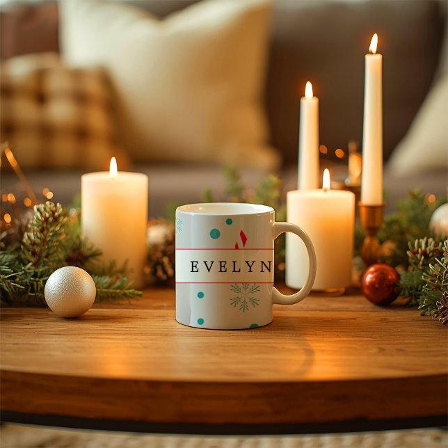 Modern Elegant Joyfully Christmas  Coffee Mug (Creator Uploaded)