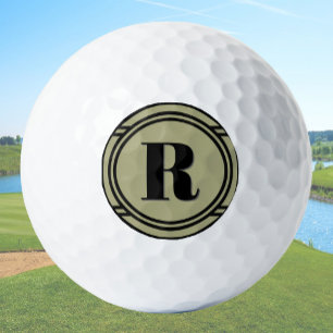 Modern Elegant Khaki and Black Custom Monogram Golf Balls