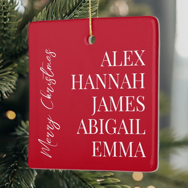 Modern Elegant Kids Names Personalised Family Ceramic Ornament (Creator Uploaded)