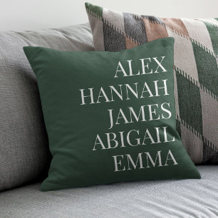 Modern Elegant Kids Names Personalised Family Cushion